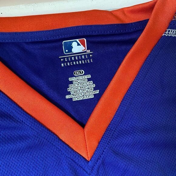 MLB New York Mets Baseball Men's‎ V Neck Jersey Shirt 2XLT NWT - Picture 4 of 7